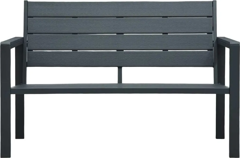VidaXL Gartenbank 120 Cm HDPE Grau Holz-Optik 2 VidaXL Gartenbank 120 Cm HDPE Grau Holz-Optik – Bild 2