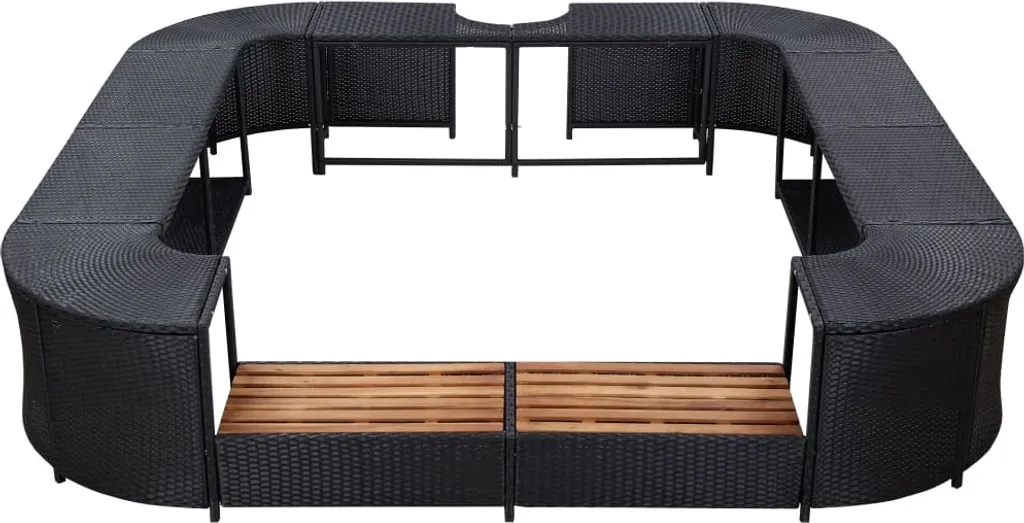 VidaXL Whirlpool-Umrandung Quadratisch Schwarz 268x268x55 Poly Rattan 3 VidaXL Whirlpool-Umrandung Quadratisch Schwarz 268x268x55 Poly Rattan – Bild 3