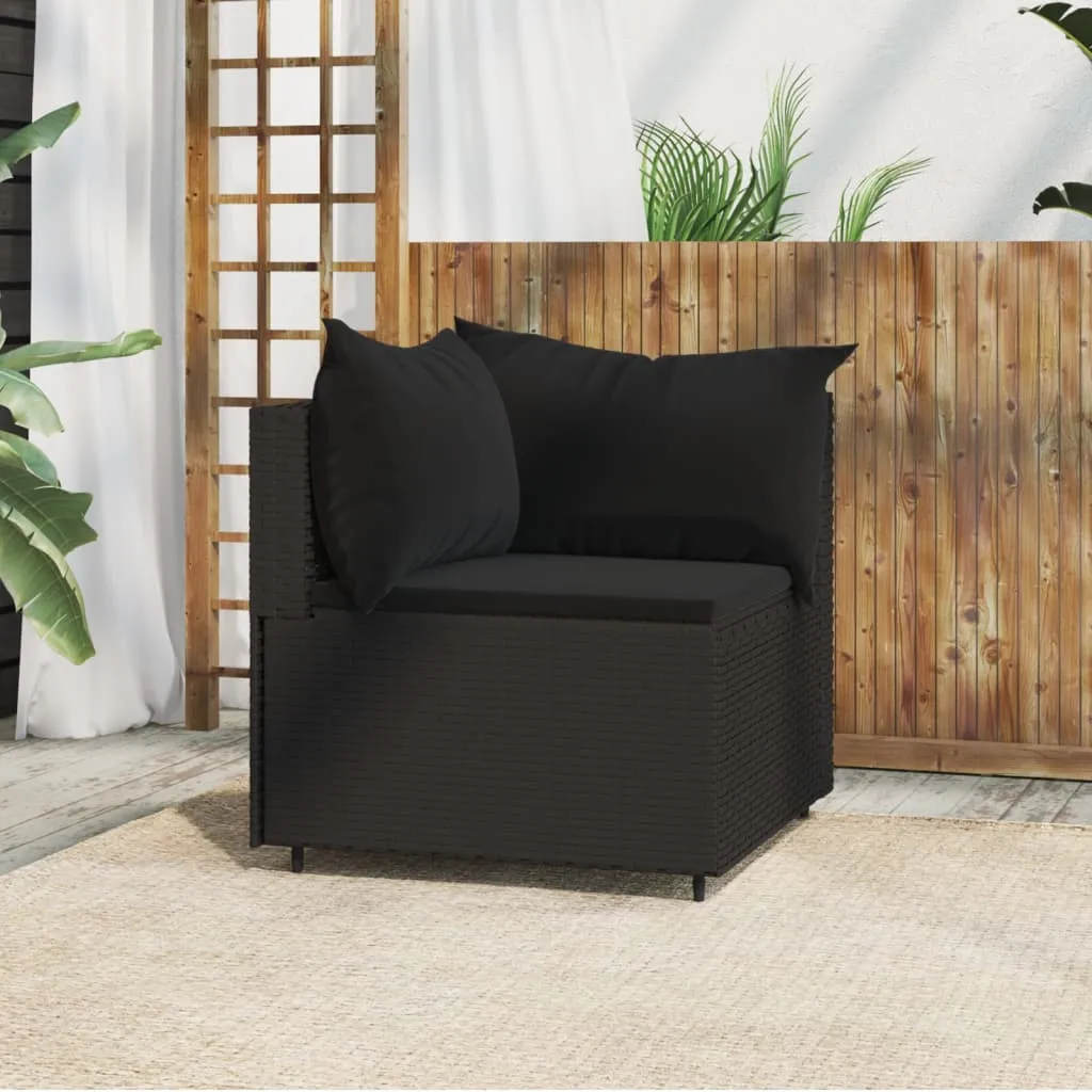 VidaXL Garten-Ecksofa Mit Kissen Schwarz Poly Rattan 2 VidaXL Garten-Ecksofa Mit Kissen Schwarz Poly Rattan – Bild 2