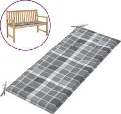 VidaXL Gartenbank-Auflage Grau Karomuster 120x50x3 Cm Stoff