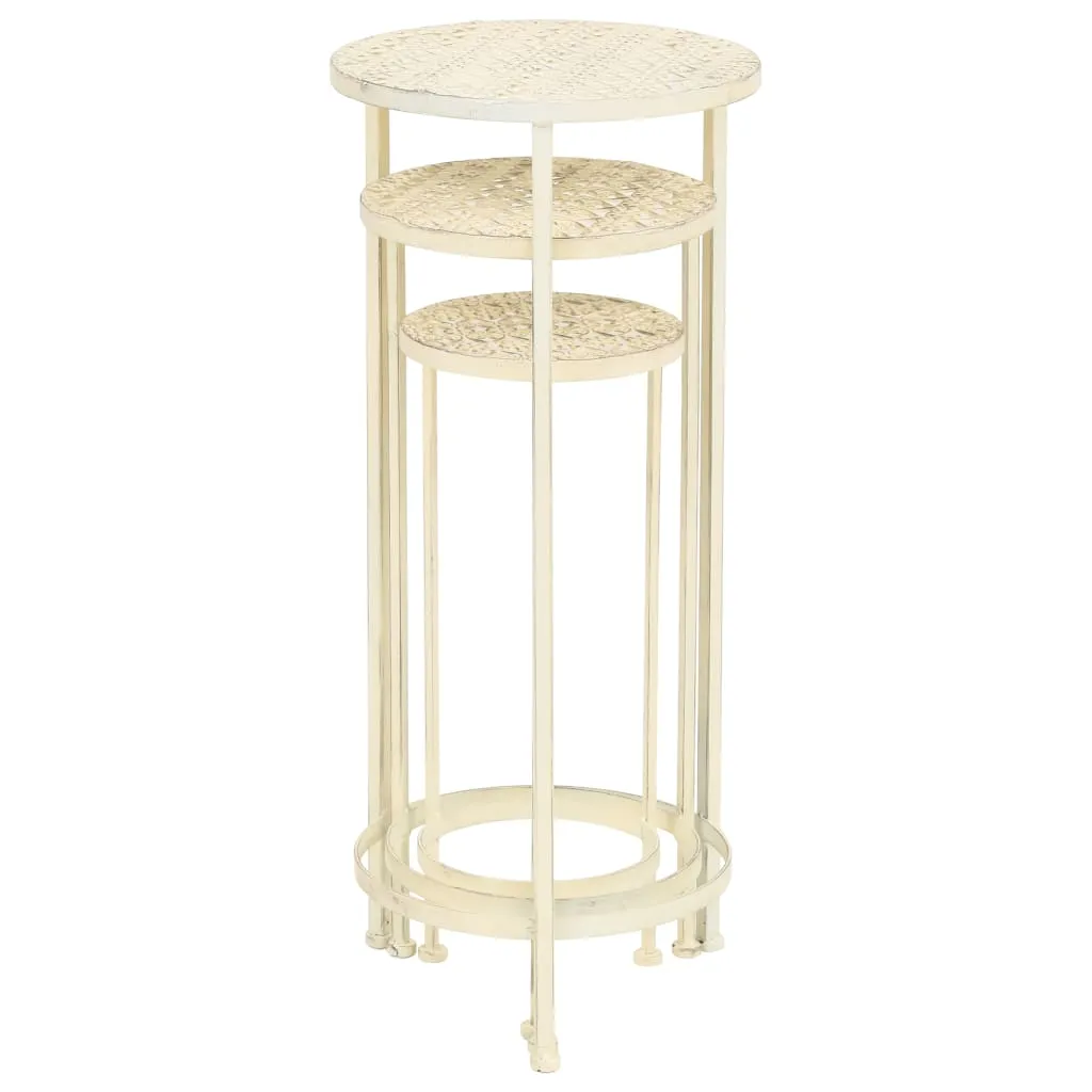 VidaXL Blumenständer Set 3-tlg. Vintage Antik Metall Weiß 7 VidaXL Blumenständer Set 3-tlg. Vintage Antik Metall Weiß – Bild 7