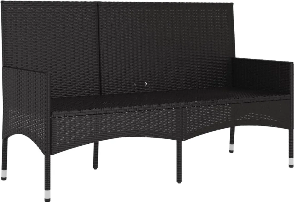 VidaXL Gartenbank 3-Sitzer Mit Kissen Schwarz Poly Rattan 4 VidaXL Gartenbank 3-Sitzer Mit Kissen Schwarz Poly Rattan – Bild 4