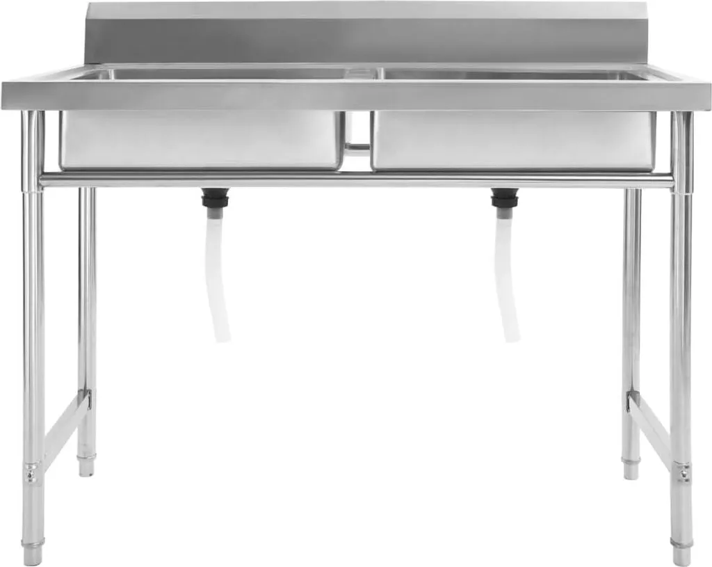 VidaXL Küchenspüle Doppelbecken Edelstahl 2 VidaXL Küchenspüle Doppelbecken Edelstahl – Bild 2