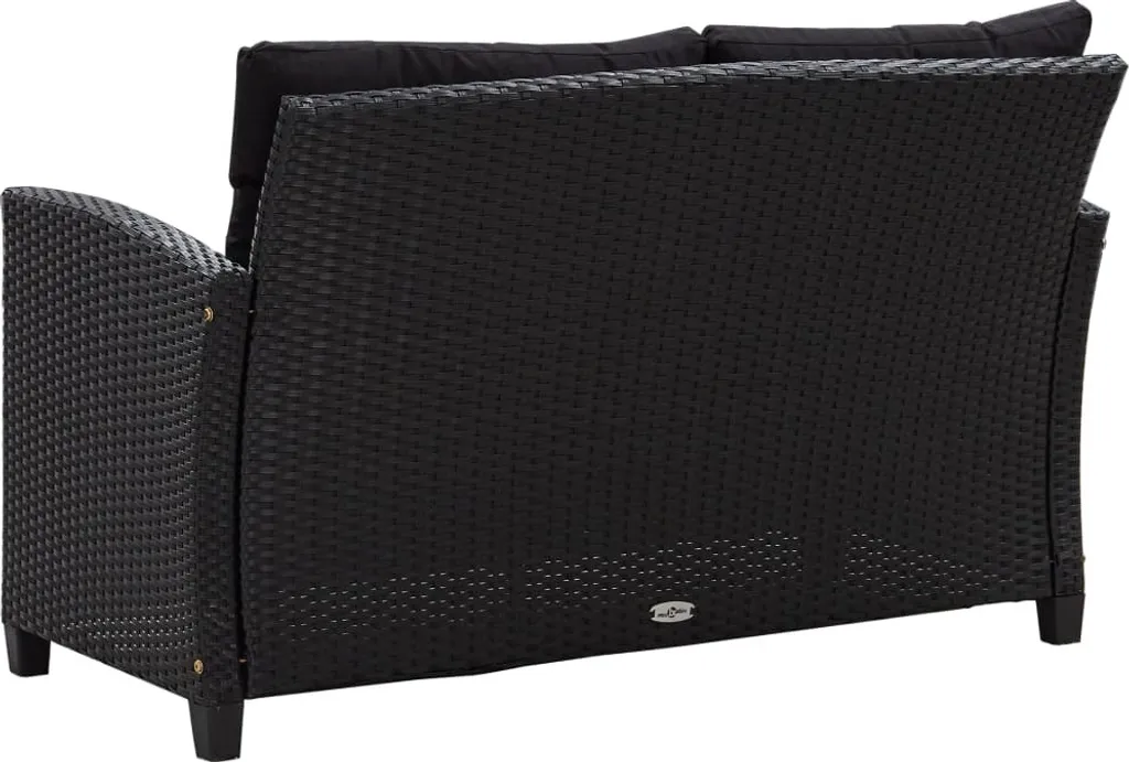 VidaXL 2-Sitzer-Gartensofa Mit Kissen Schwarz 124 Cm Poly Rattan 3 VidaXL 2-Sitzer-Gartensofa Mit Kissen Schwarz 124 Cm Poly Rattan – Bild 3