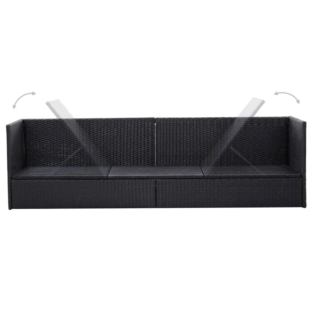 VidaXL Garten-Sofabett Mit Kissen Poly Rattan Schwarz 4 VidaXL Garten-Sofabett Mit Kissen Poly Rattan Schwarz – Bild 4