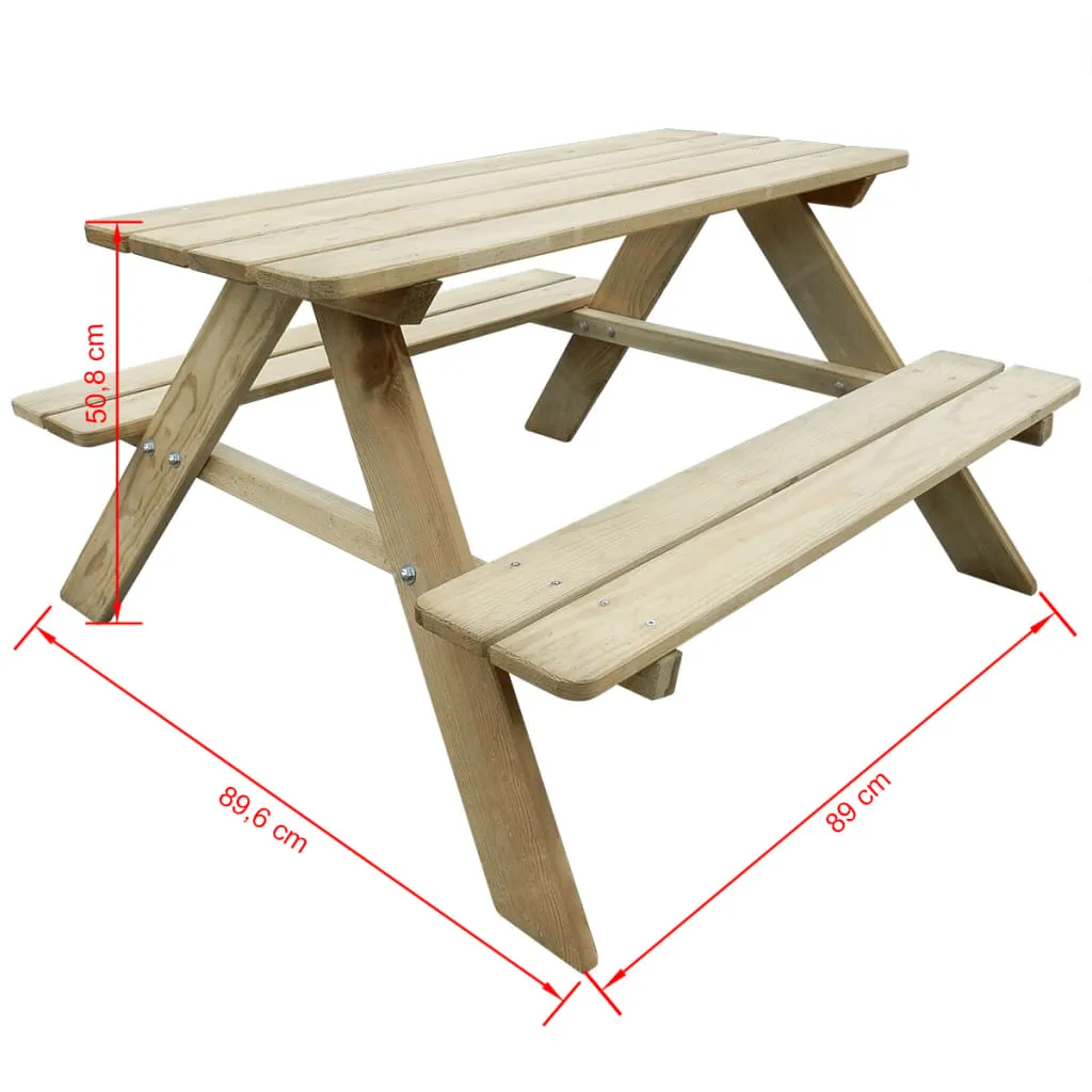 VidaXL Kinder-Picknicktisch 89×89,6×50,8 Cm Kiefernholz 4 VidaXL Kinder-Picknicktisch 89×89,6×50,8 Cm Kiefernholz – Bild 4