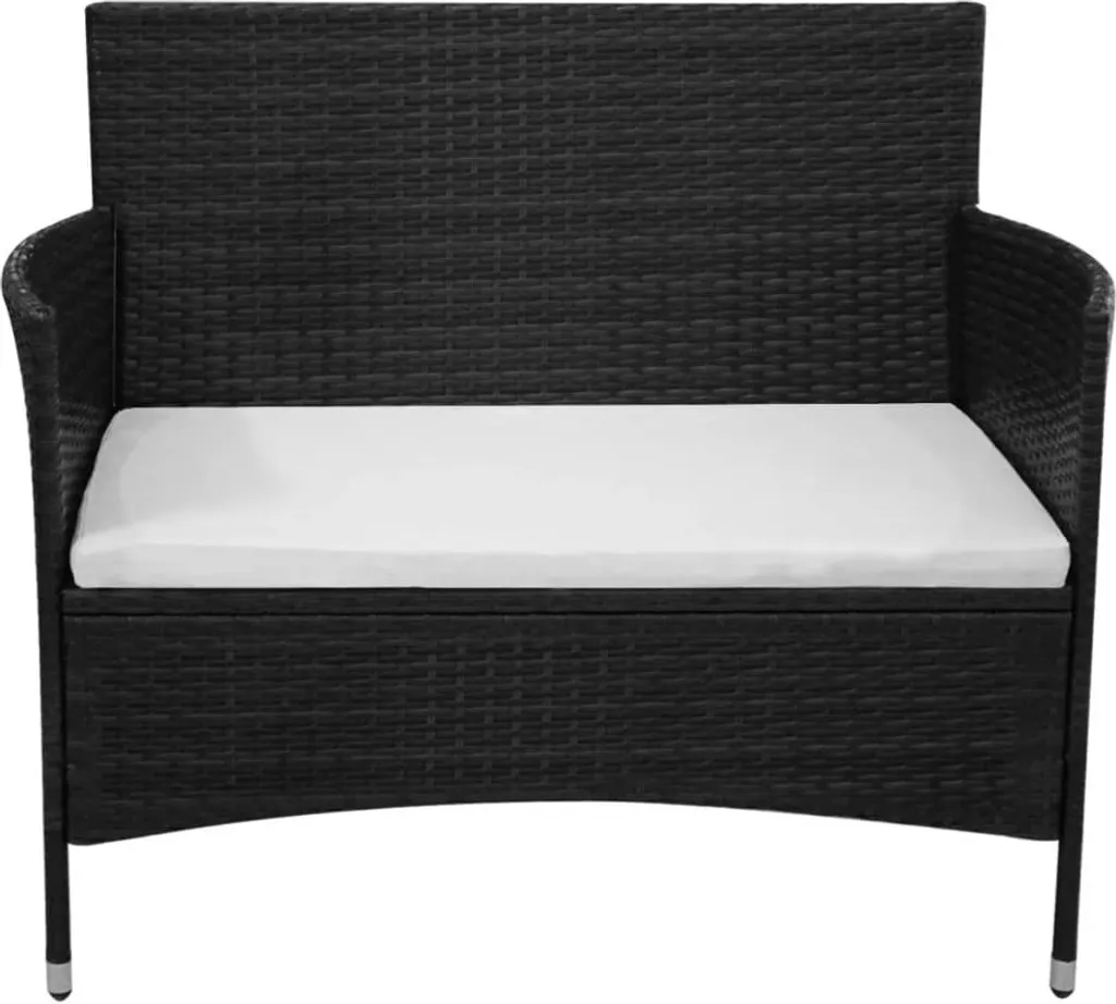 VidaXL Gartenbank 100 Cm Poly Rattan Schwarz 2 VidaXL Gartenbank 100 Cm Poly Rattan Schwarz – Bild 2