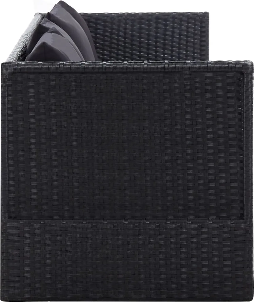 VidaXL Garten-Sofabett Mit Kissen Poly Rattan Schwarz 5 VidaXL Garten-Sofabett Mit Kissen Poly Rattan Schwarz – Bild 5