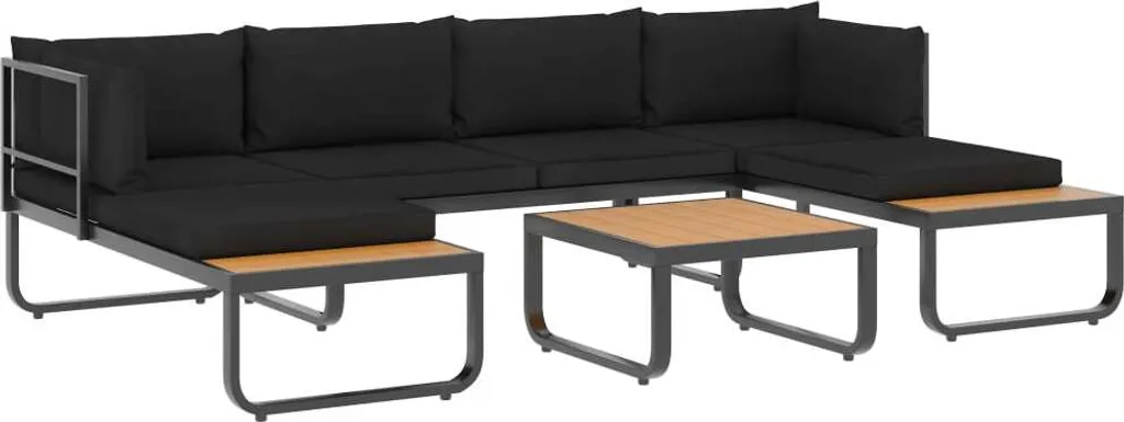 VidaXL 4-tlg. Garten-Ecksofa-Set Mit Auflagen Aluminium Und WPC 1 VidaXL 4-tlg. Garten-Ecksofa-Set Mit Auflagen Aluminium Und WPC