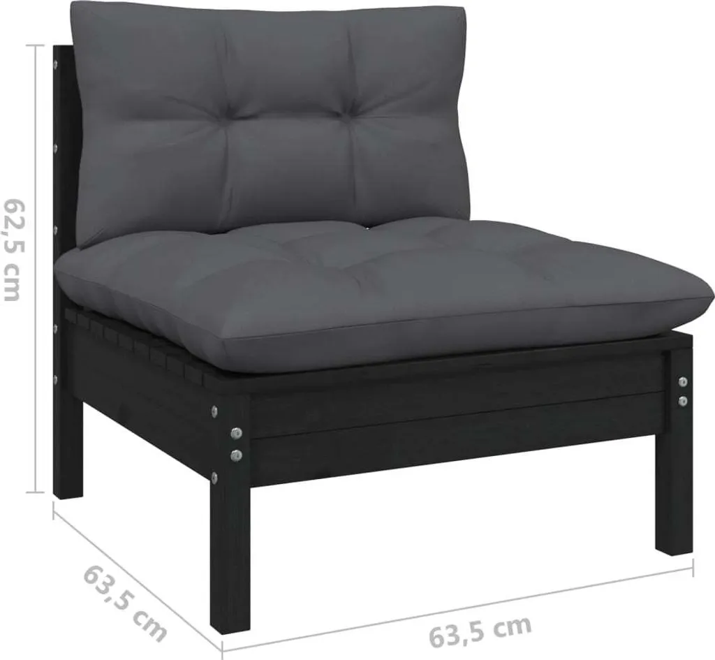 VidaXL 4-tlg. Garten-Lounge-Set Mit Kissen Schwarz Kiefernholz 3 VidaXL 4-tlg. Garten-Lounge-Set Mit Kissen Schwarz Kiefernholz – Bild 3