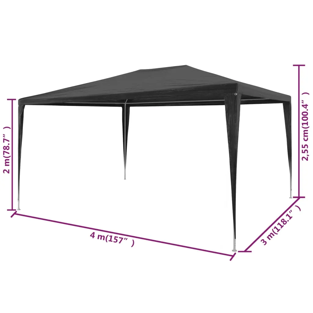 VidaXL Partyzelt 3 X 4 M PE Anthrazit 6 VidaXL Partyzelt 3 X 4 M PE Anthrazit – Bild 6