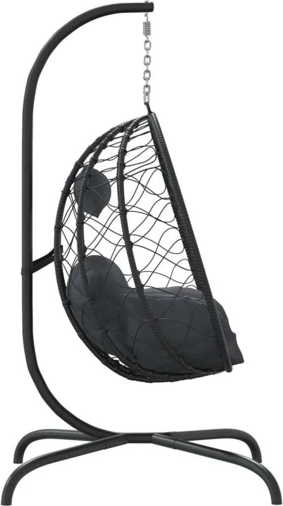 VidaXL Hängesessel Ei Mit Kissen Anthrazit Poly Rattan & Stahl 4 VidaXL Hängesessel Ei Mit Kissen Anthrazit Poly Rattan & Stahl – Bild 4