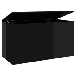 VidaXL Aufbewahrungstruhe Hochglanz-Schwarz 84x42x46 Cm Holzwerkstoff