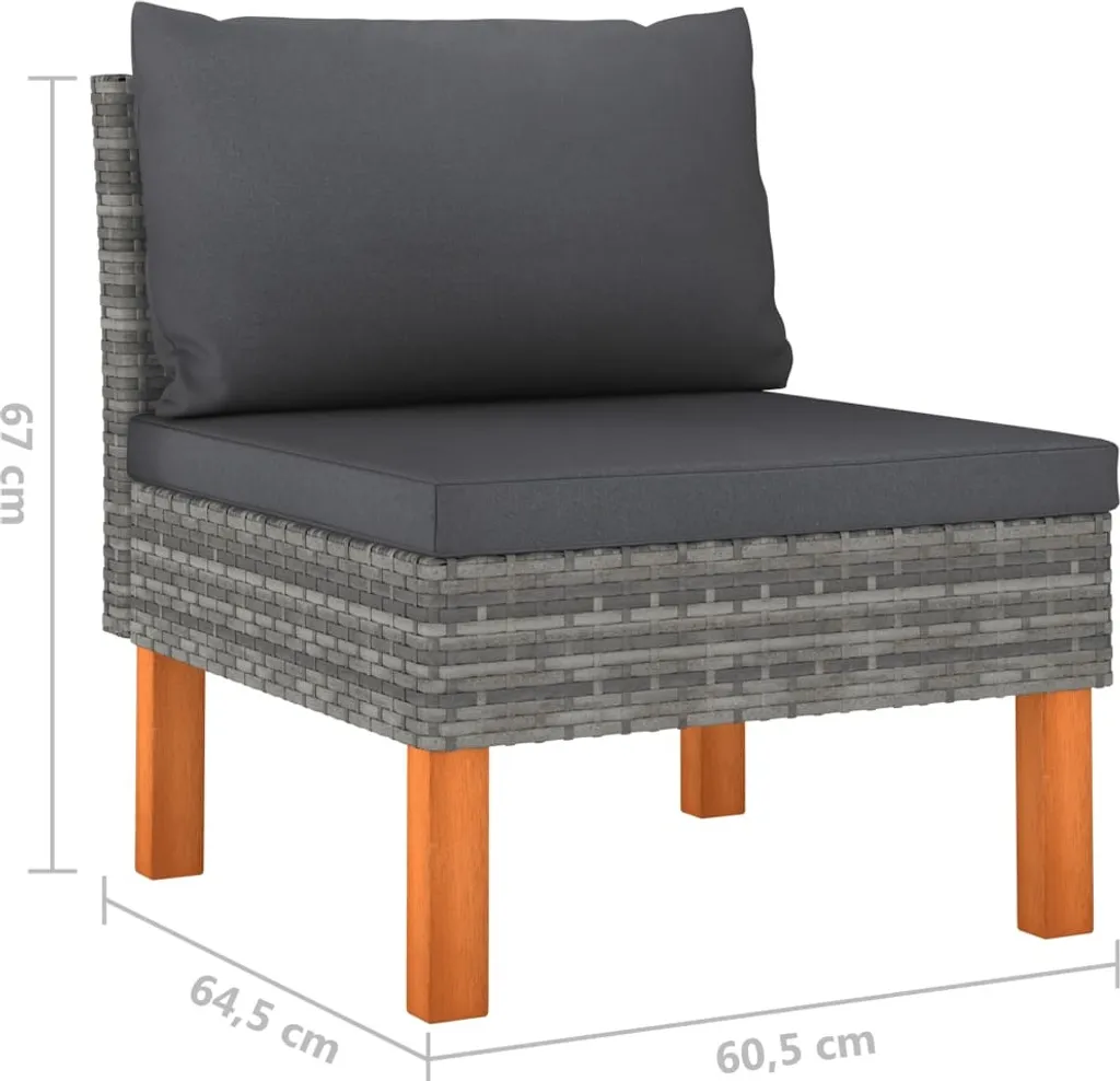 VidaXL 4-Sitzer-Gartensofa Mit Kissen Grau Poly Rattan 7 VidaXL 4-Sitzer-Gartensofa Mit Kissen Grau Poly Rattan – Bild 7