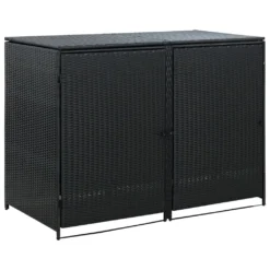 VidaXL Mülltonnenbox Für 2 Tonnen Poly Rattan Schwarz 148x80x111 Cm