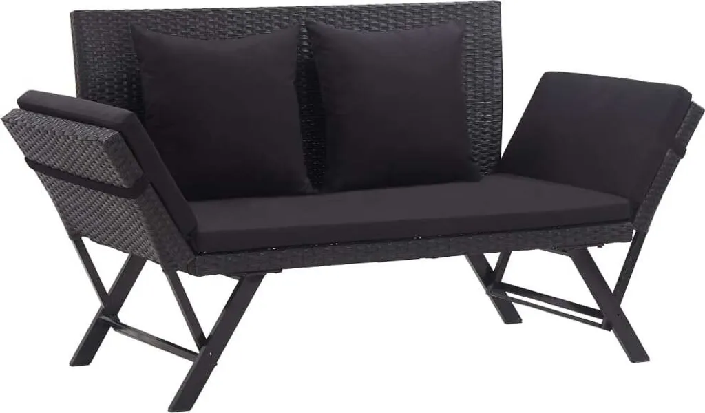 VIDAXL Möbel Gartenbank Mit Auflagen 176 Cm Schwarz Poly Rattan 2023 1 VIDAXL Möbel Gartenbank Mit Auflagen 176 Cm Schwarz Poly Rattan 2023