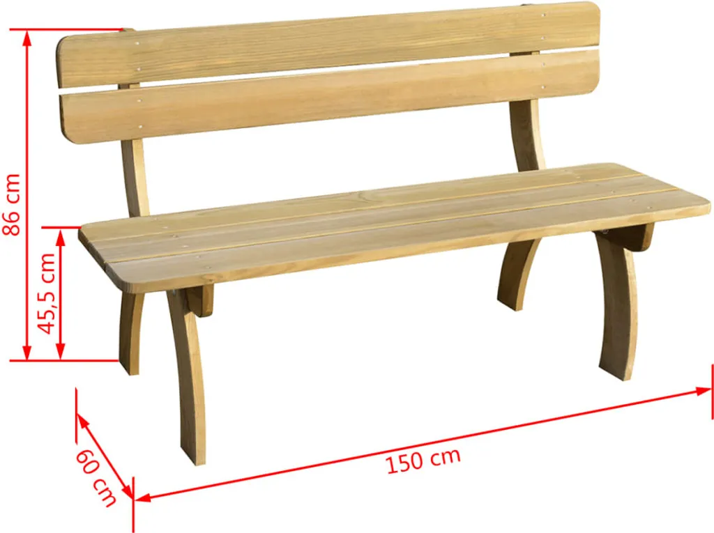 VidaXL Gartenbank 150 Cm Imprägniertes Kiefernholz 3 VidaXL Gartenbank 150 Cm Imprägniertes Kiefernholz – Bild 3