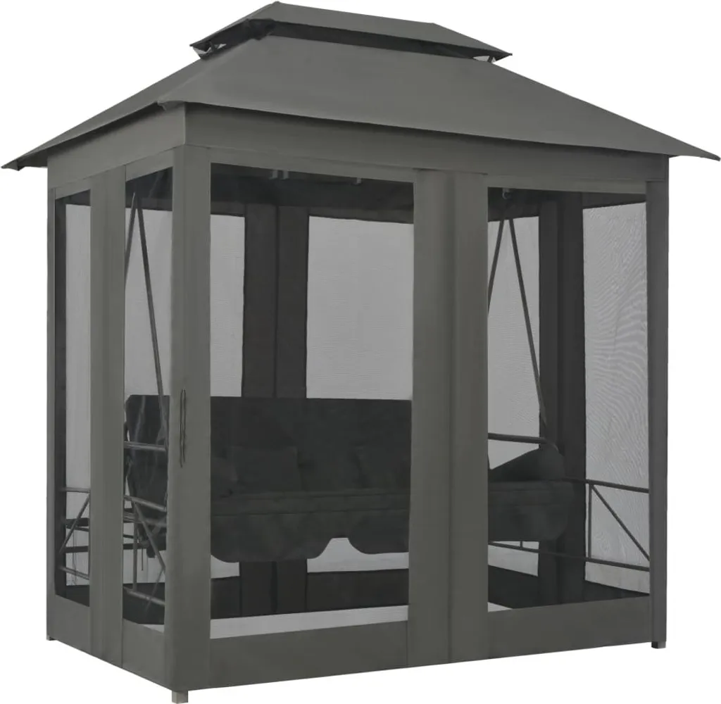 VidaXL Gartenschaukel Mit Bettfunktion Und Dach 220×160×240 Cm Stahl 4 VidaXL Gartenschaukel Mit Bettfunktion Und Dach 220×160×240 Cm Stahl – Bild 4