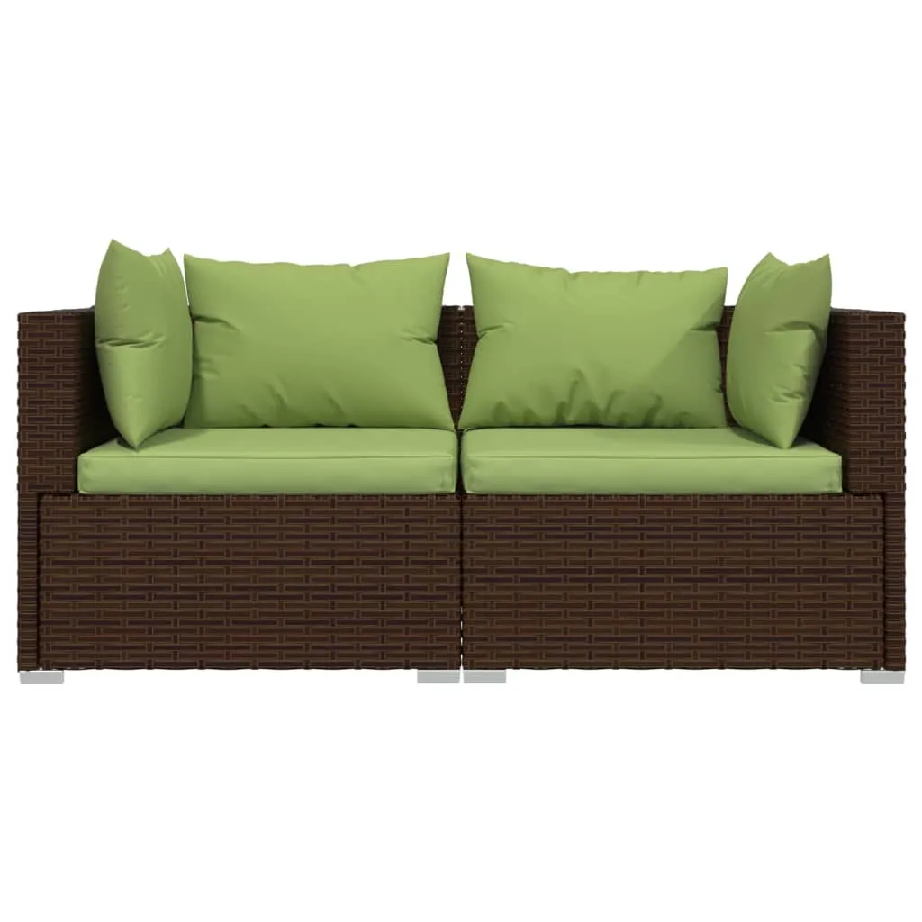 VidaXL 2-Sitzer-Sofa Mit Kissen Braun Poly Rattan 3 VidaXL 2-Sitzer-Sofa Mit Kissen Braun Poly Rattan – Bild 3