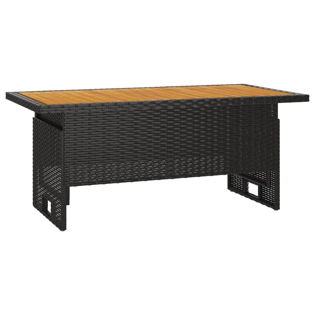 VidaXL Gartentisch Schwarz 100x50x43/63 Cm Akazienholz & Poly Rattan 1 VidaXL Gartentisch Schwarz 100x50x43/63 Cm Akazienholz & Poly Rattan