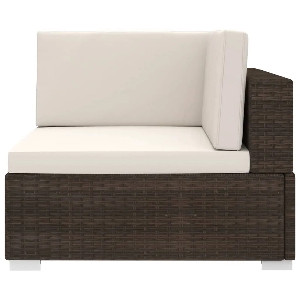 VidaXL Modular-Sofa-Eckteil 1 Stk. + Auflagen Poly Rattan Braun 5 VidaXL Modular-Sofa-Eckteil 1 Stk. + Auflagen Poly Rattan Braun – Bild 5