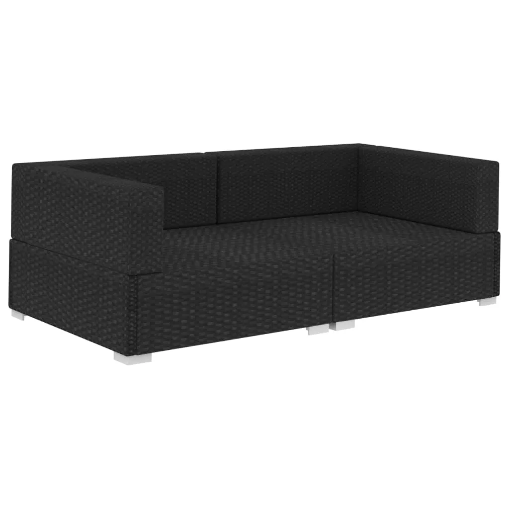 VidaXL Ecksofas 2 Stk. Mit Auflagen Poly Rattan Schwarz 3 VidaXL Ecksofas 2 Stk. Mit Auflagen Poly Rattan Schwarz – Bild 3