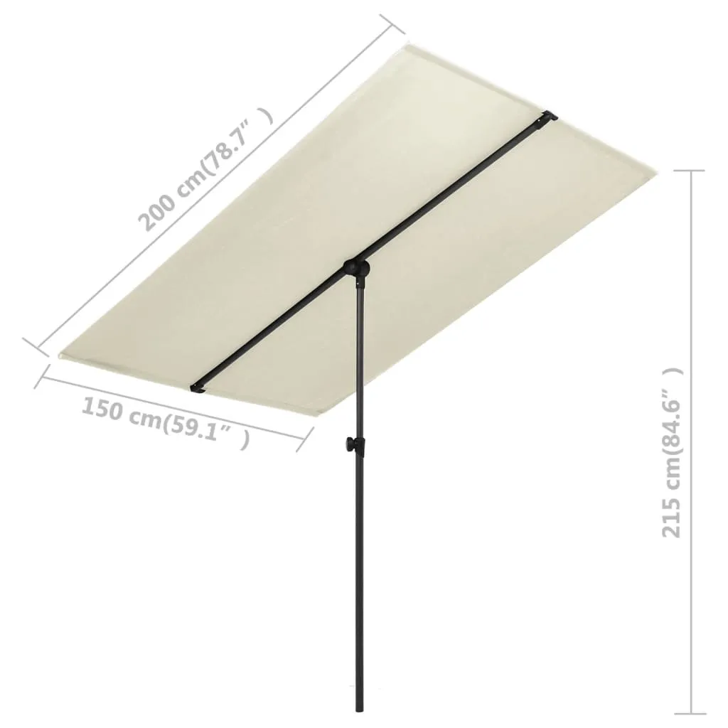 VidaXL Sonnenschirm Mit Aluminium-Mast 2x1,5 M Sandweiß 5 VidaXL Sonnenschirm Mit Aluminium-Mast 2x1,5 M Sandweiß – Bild 5