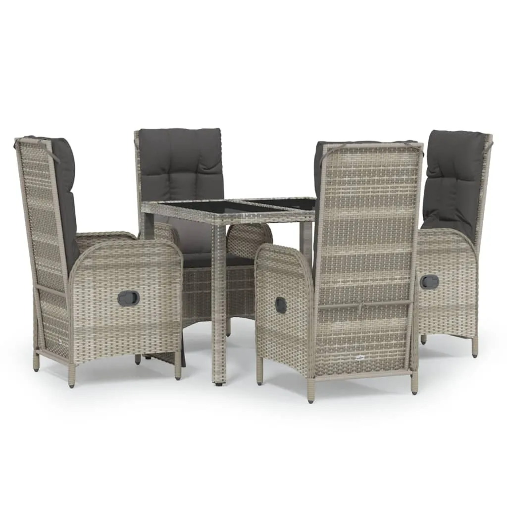 VidaXL 5-tlg. Garten-Essgruppe Mit Kissen Grau Poly Rattan 1 VidaXL 5-tlg. Garten-Essgruppe Mit Kissen Grau Poly Rattan