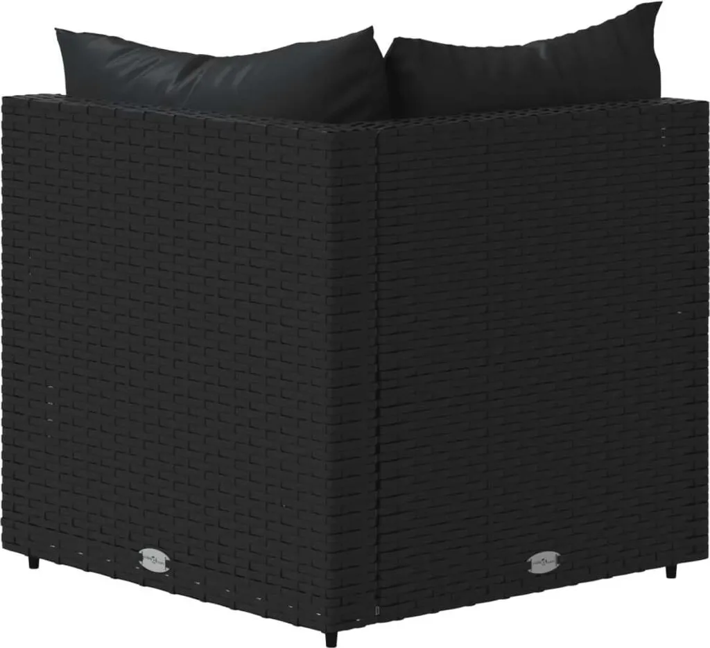 VidaXL Garten-Ecksofa Mit Kissen Schwarz Poly Rattan 5 VidaXL Garten-Ecksofa Mit Kissen Schwarz Poly Rattan – Bild 5
