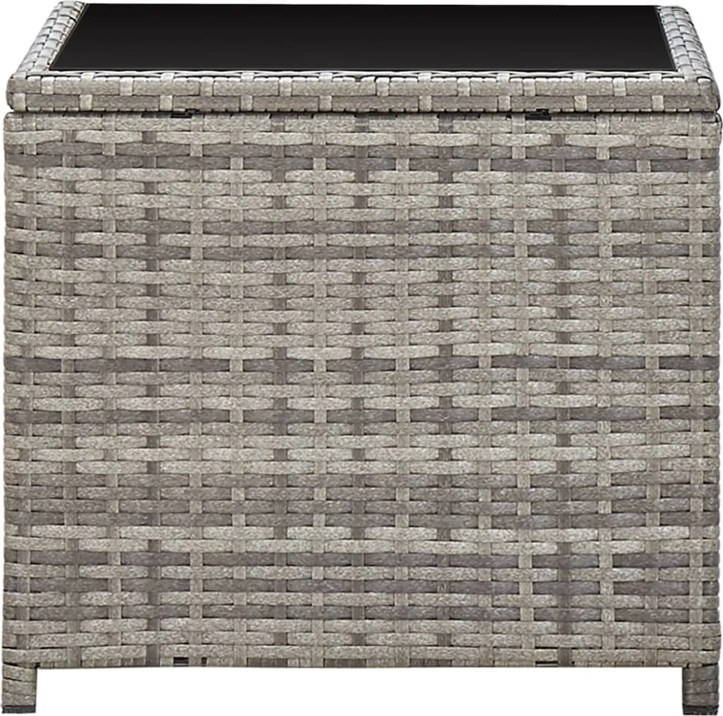 VidaXL Couchtisch Grau 45 X 45 X 40 Cm Poly Rattan Und Glas 3 VidaXL Couchtisch Grau 45 X 45 X 40 Cm Poly Rattan Und Glas – Bild 3