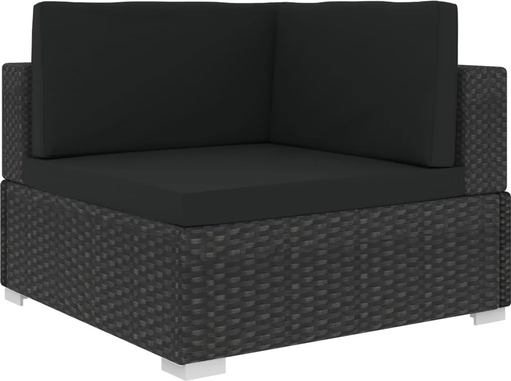 VidaXL Ecksofas 2 Stk. Mit Auflagen Poly Rattan Schwarz 4 VidaXL Ecksofas 2 Stk. Mit Auflagen Poly Rattan Schwarz – Bild 4