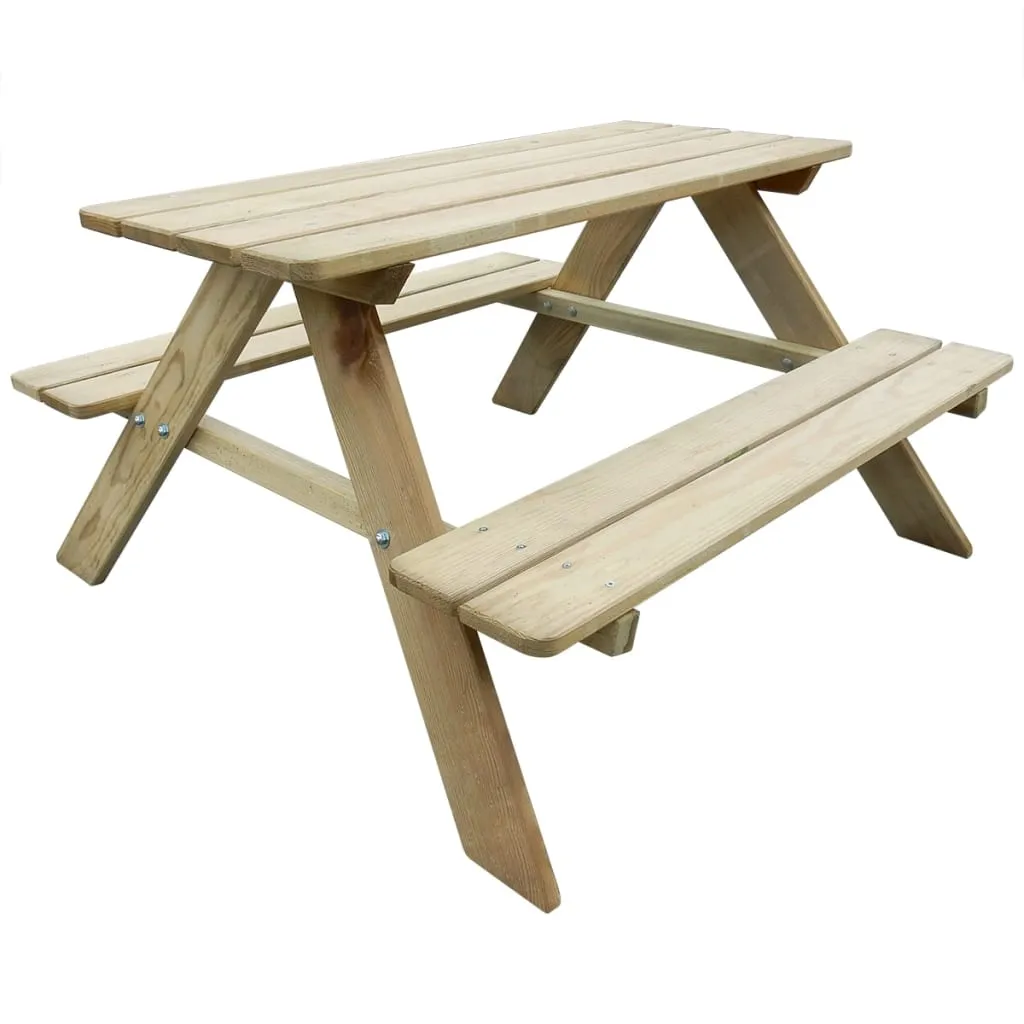 VidaXL Kinder-Picknicktisch 89×89,6×50,8 Cm Kiefernholz 1 VidaXL Kinder-Picknicktisch 89×89,6×50,8 Cm Kiefernholz