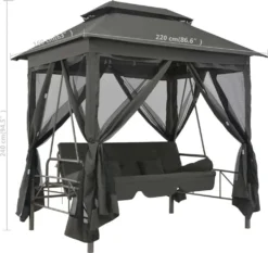 VidaXL Gartenschaukel Mit Bettfunktion Und Dach 220×160×240 Cm Stahl 15 VidaXL Gartenschaukel Mit Bettfunktion Und Dach 220×160×240 Cm Stahl -Kaufland 64562482db90defc6488207f562a17aa