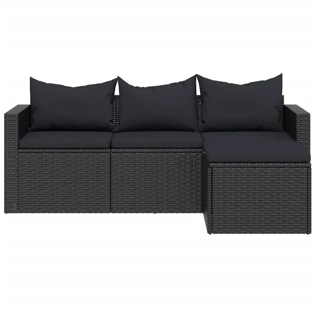 VidaXL Garten-Lounge-Set Schwarz Poly Rattan 4 VidaXL Garten-Lounge-Set Schwarz Poly Rattan – Bild 4