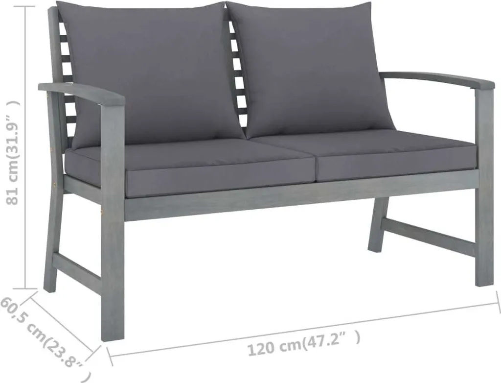 VidaXL Gartenbank 120 Cm Mit Dunkelgrauen Kissen Massivholz Akazie 6 VidaXL Gartenbank 120 Cm Mit Dunkelgrauen Kissen Massivholz Akazie – Bild 6