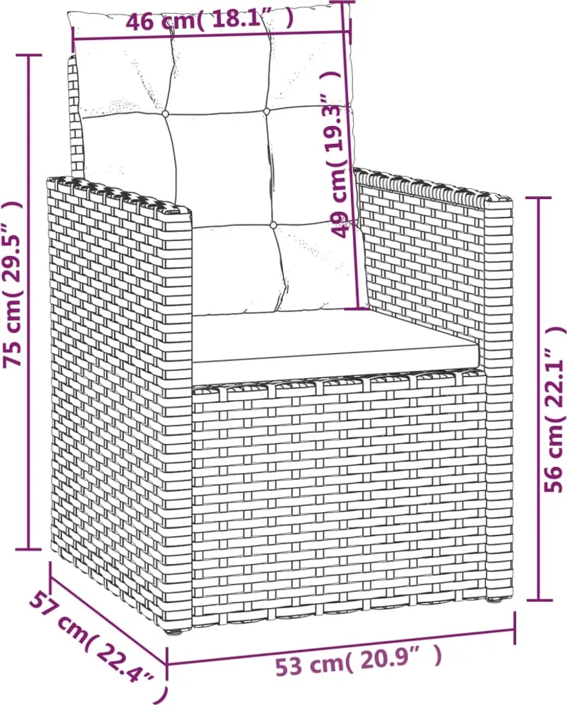 VidaXL Gartensessel Mit Kissen Schwarz Poly Rattan 8 VidaXL Gartensessel Mit Kissen Schwarz Poly Rattan – Bild 8