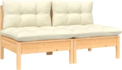 VidaXL 2-Sitzer-Gartensofa Mit Creme Kissen Massivholz Kiefer
