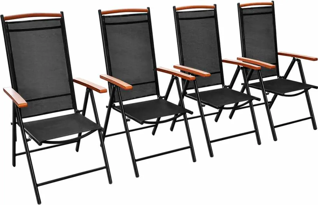 VidaXL Gartenstühle Klappbar 4 Stk. Aluminium Und Textilene Schwarz 2 VidaXL Gartenstühle Klappbar 4 Stk. Aluminium Und Textilene Schwarz – Bild 2