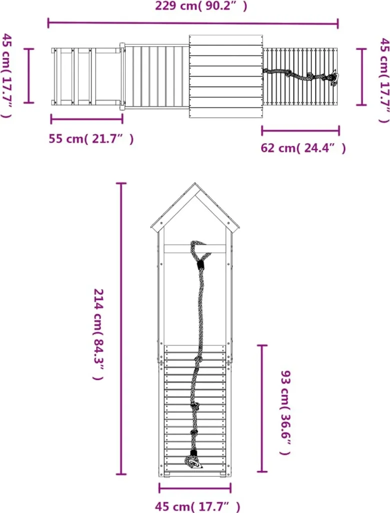 VidaXL Spielturm Mit Kletterwand Massivholz Kiefer 10 VidaXL Spielturm Mit Kletterwand Massivholz Kiefer – Bild 10