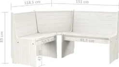 VidaXL Eckbank 151 Cm Weiß Massivholz Kiefer 11 VidaXL Eckbank 151 Cm Weiß Massivholz Kiefer -Kaufland 68d28b0077091a024f608fb725d20b7a