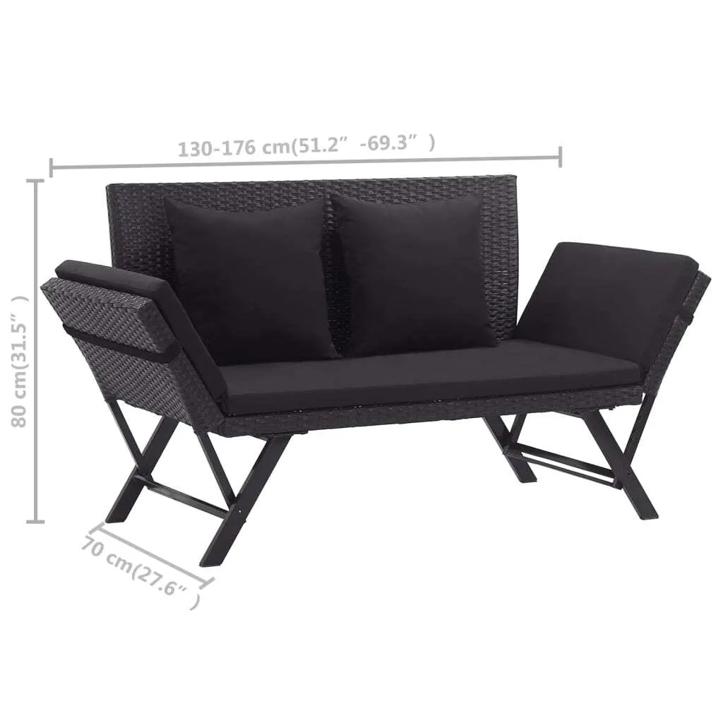 VIDAXL Möbel Gartenbank Mit Auflagen 176 Cm Schwarz Poly Rattan 2023 9 VIDAXL Möbel Gartenbank Mit Auflagen 176 Cm Schwarz Poly Rattan 2023 – Bild 9