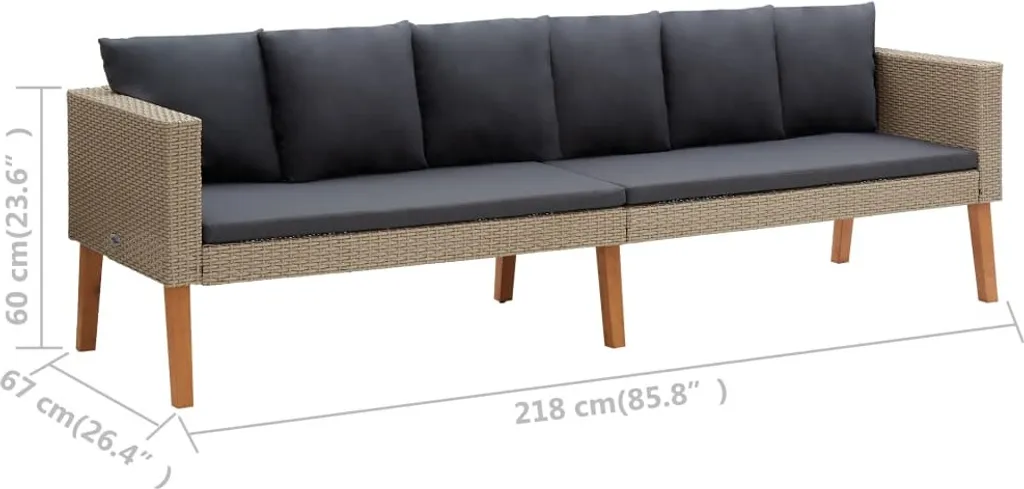 VidaXL 3-Sitzer-Gartensofa Mit Auflagen Poly Rattan Beige 7 VidaXL 3-Sitzer-Gartensofa Mit Auflagen Poly Rattan Beige – Bild 7