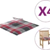 VidaXL Gartenstuhl-Kissen 4 Stk. Rot Karomuster 50x50x3 Cm Stoff
