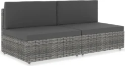 VidaXL Modulares 2-Sitzer-Sofa Poly Rattan Grau
