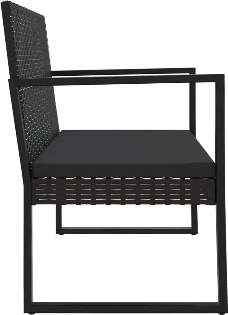 VidaXL Gartenbank Mit Kissen Schwarz 106 Cm Poly Rattan 4 VidaXL Gartenbank Mit Kissen Schwarz 106 Cm Poly Rattan – Bild 4