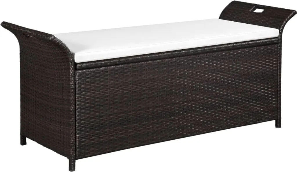 VidaXL Truhenbank Mit Polster 138 Cm Poly Rattan Braun 1 VidaXL Truhenbank Mit Polster 138 Cm Poly Rattan Braun