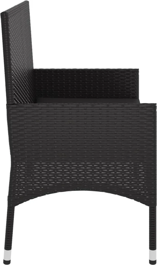 VidaXL Gartenbank 2-Sitzer Mit Kissen Schwarz Poly Rattan 4 VidaXL Gartenbank 2-Sitzer Mit Kissen Schwarz Poly Rattan – Bild 4