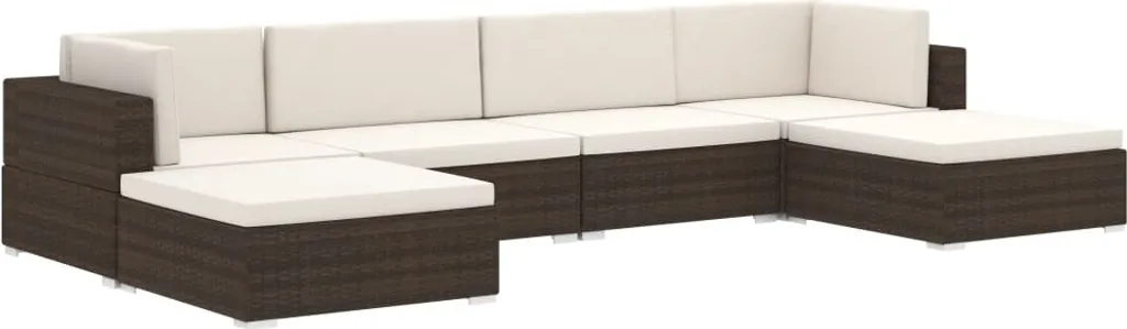 VidaXL Modular-Sofa-Eckteil 1 Stk. + Auflagen Poly Rattan Braun 7 VidaXL Modular-Sofa-Eckteil 1 Stk. + Auflagen Poly Rattan Braun – Bild 7