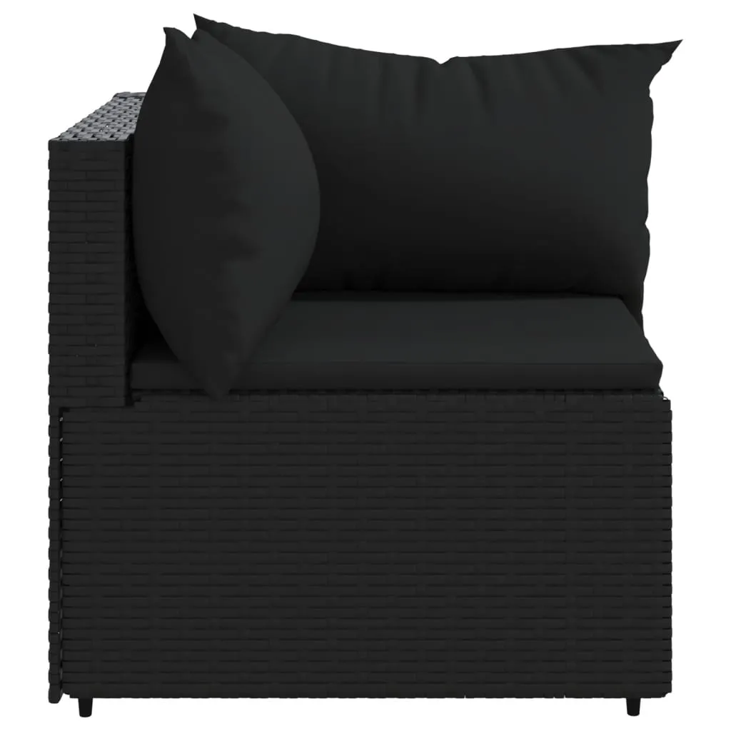 VidaXL Garten-Ecksofa Mit Kissen Schwarz Poly Rattan 3 VidaXL Garten-Ecksofa Mit Kissen Schwarz Poly Rattan – Bild 3