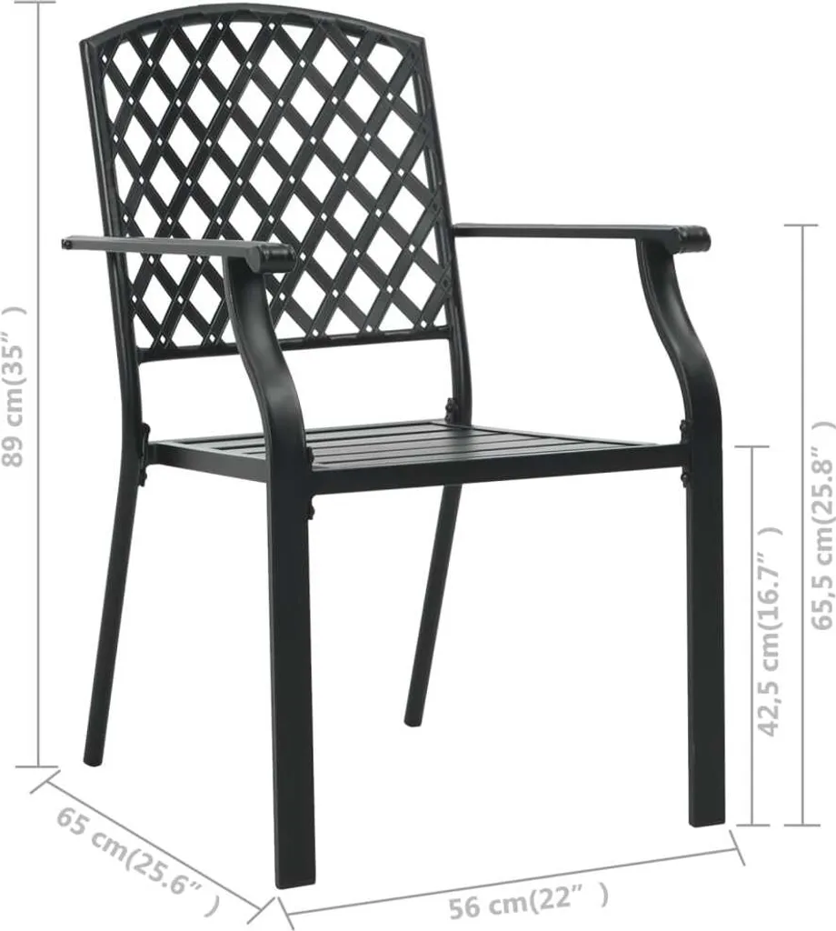 VidaXL Gartenstühle 4 Stk. Mesh-Design Stahl Schwarz 4 VidaXL Gartenstühle 4 Stk. Mesh-Design Stahl Schwarz – Bild 4